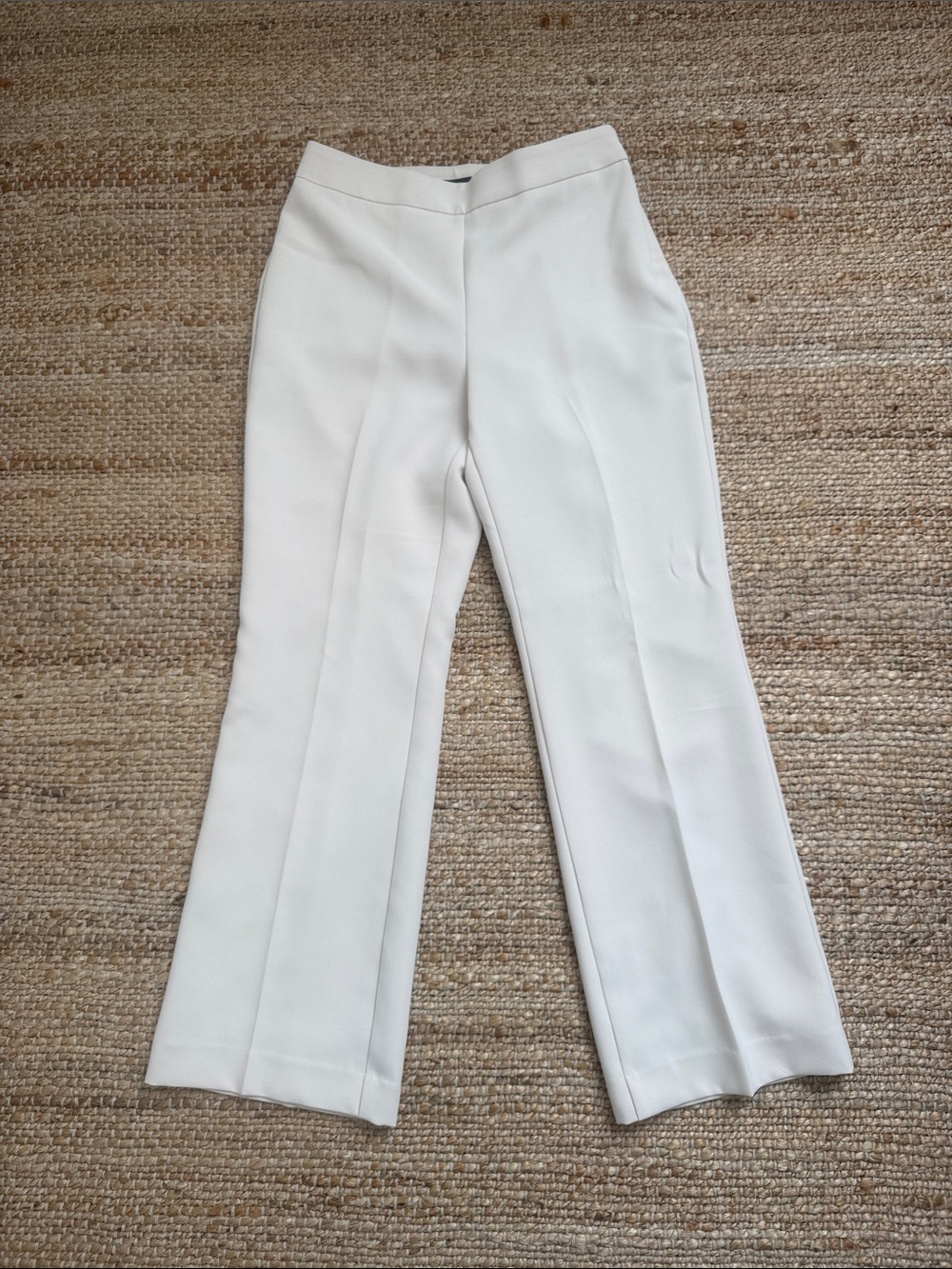 Ann Taylor Cream Boot-Cut curvy petite Tailored Pants